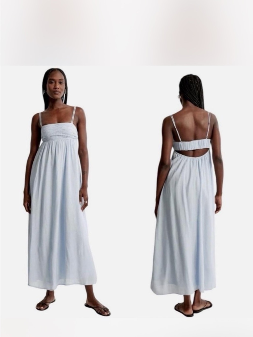 Abercrombie & Fitch Light Blue Maxi Dress with Smocked Bodice